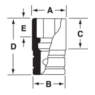 GS381 - Nasadka czerniona 1/2" 12-kątna, długa, calowa, 1'3/16"