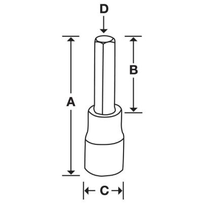 GSA12E - Nasadka trzpieniowa 1/2" czerniona do śrub 6-kątnych calowych, 3/8"