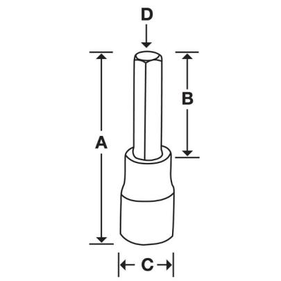 GSA18E - Nasadka trzpieniowa 1/2" czerniona do śrub 6-kątnych calowych, 9/16"