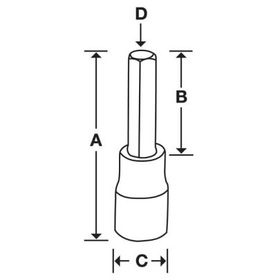 GSA24E - Nasadka trzpieniowa 1/2" czerniona do śrub 6-kątnych calowych, 3/4"