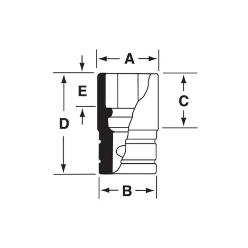 GSF101 - Nasadka czerniona 3/8" 12-kątna, długa, calowa, 5/16"