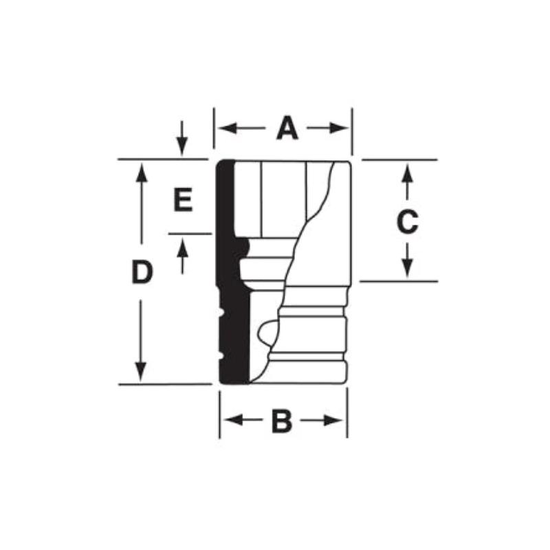 GSF121 - Nasadka czerniona 3/8" 12-kątna, długa, calowa, 3/8"