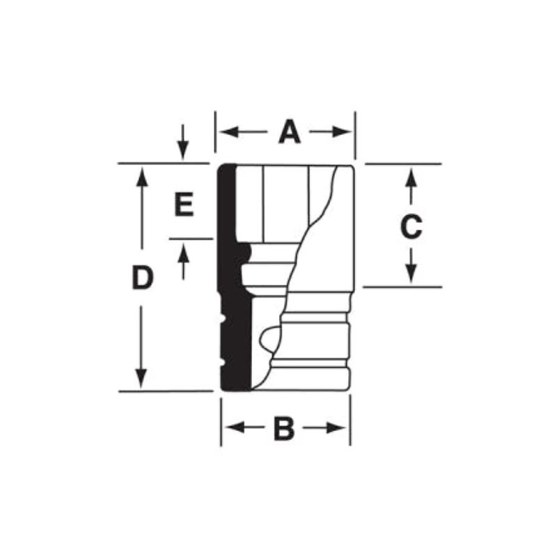 GSF161 - Nasadka czerniona 3/8" 12-kątna, długa, calowa, 1/2"