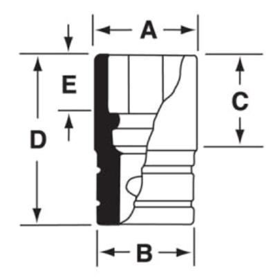 GSF161 - Nasadka czerniona 3/8" 12-kątna, długa, calowa, 1/2"