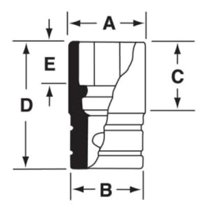 GSF261 - Nasadka czerniona 3/8" 12-kątna, długa, calowa, 13/16"