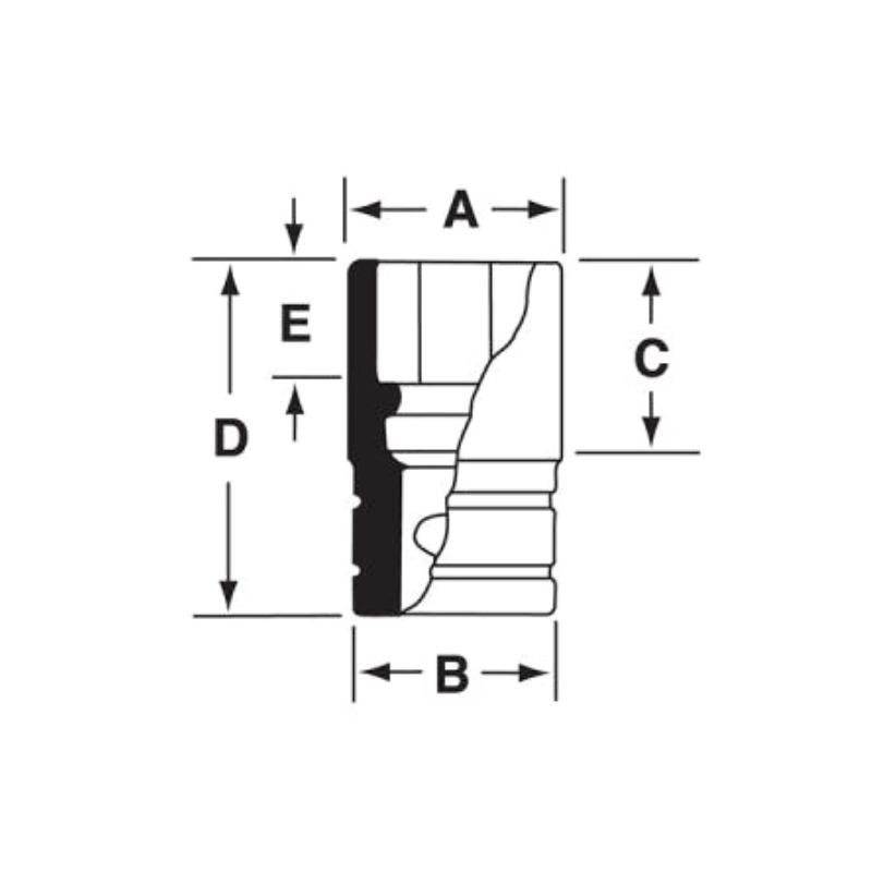 GSF321 - Nasadka czerniona 3/8" 12-kątna, długa, calowa, 1"