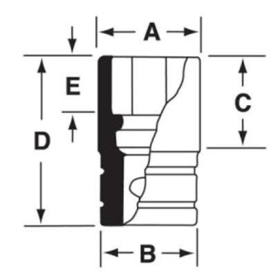 GSF321 - Nasadka czerniona 3/8" 12-kątna, długa, calowa, 1"