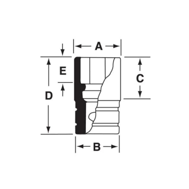 GSFS101 - Nasadka czerniona 3/8" 6-kątna, długa, calowa, 5/16"
