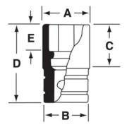 GSTMD16 - Nasadka czerniona 1/4" 12-kątna, długa, calowa, 1/2"
