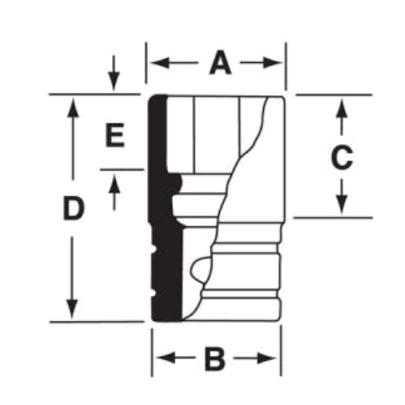 GSW121A - Nasadka czerniona 1/2" 12-kątna, krótka, calowa, 3/8"