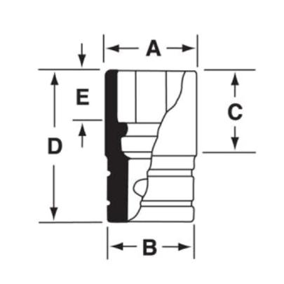 GSW161A - Nasadka czerniona 1/2" 12-kątna, krótka, calowa, 1/2"