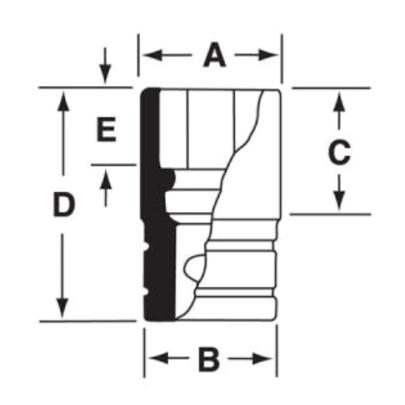 GSW181A - Nasadka czerniona 1/2" 12-kątna, krótka, calowa, 9/16"