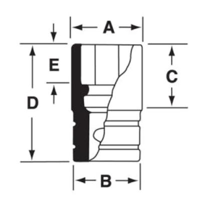 GSW221 - Nasadka czerniona 1/2" 12-kątna, krótka, calowa, 11/16"