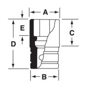 GSW241 - Nasadka czerniona 1/2" 12-kątna, krótka, calowa, 3/4"