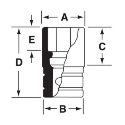 GSW241 - Nasadka czerniona 1/2" 12-kątna, krótka, calowa, 3/4"