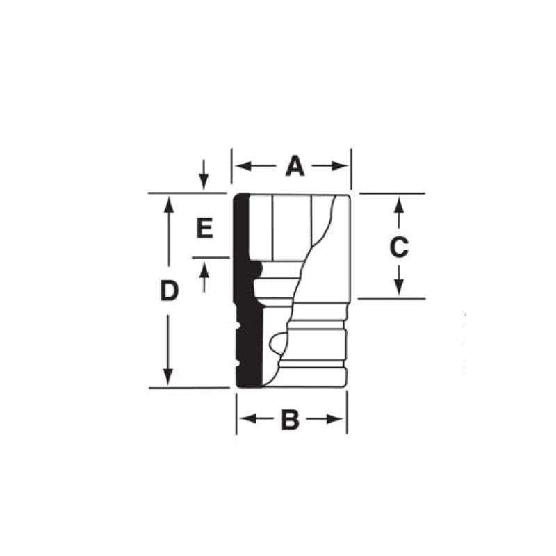 GSW321 - Nasadka czerniona 1/2" 12-kątna, krótka, calowa, 1"