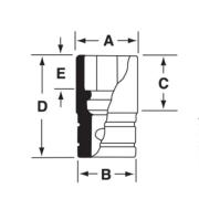 GSW321 - Nasadka czerniona 1/2" 12-kątna, krótka, calowa, 1"