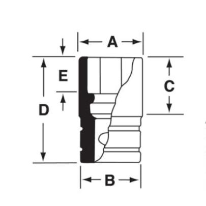 GSW321 - Nasadka czerniona 1/2" 12-kątna, krótka, calowa, 1"