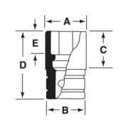 GSW401 - Nasadka czerniona 1/2" 12-kątna, krótka, calowa, 1'1/4"