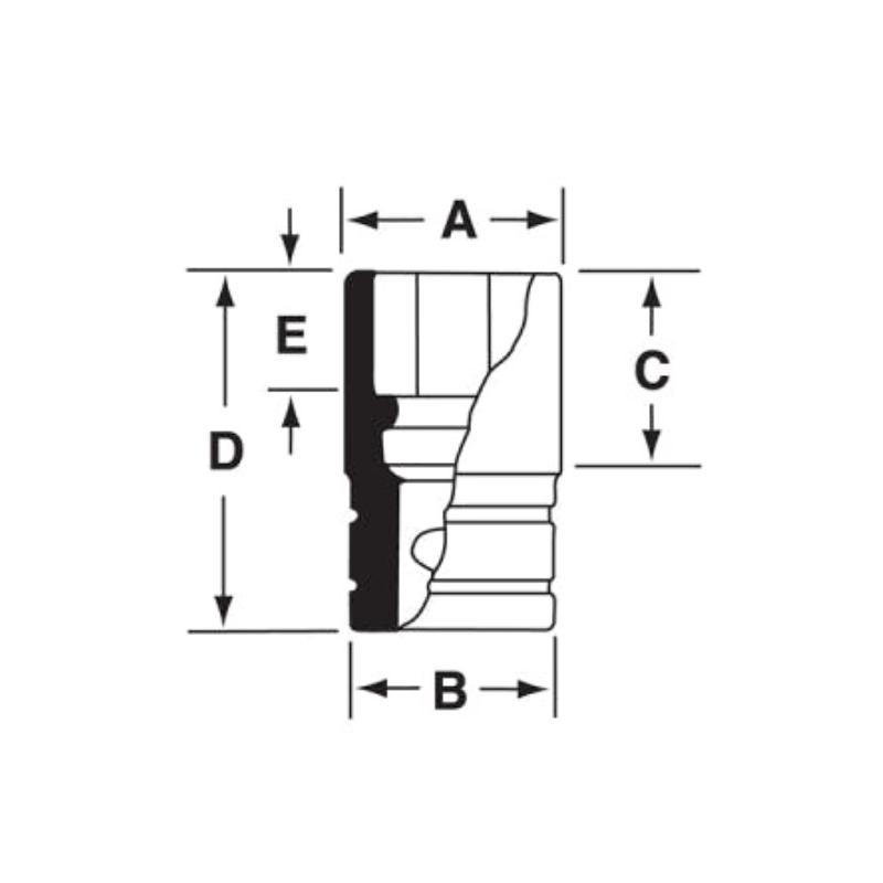 GTMD10 - Nasadka czerniona 1/4" 12-kątna, krótka, calowa, 5/16" GTMD10 - Nasadka czerniona 1/4" 12-kątna, krótka, calowa, 5/16"