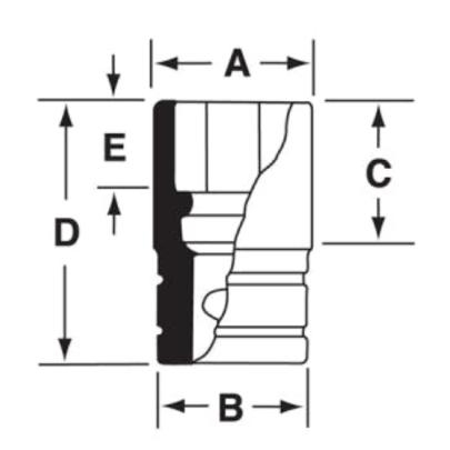 GTMD10 - Nasadka czerniona 1/4" 12-kątna, krótka, calowa, 5/16"