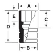 GTS321 - Nasadka czerniona 1/2" 6-kątna, długa, calowa, 1"
