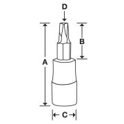 GTTX8E - Nasadka trzpieniowa  1/4" czerniona do śrub Torx®, T8