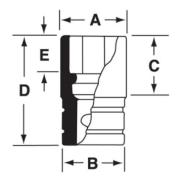 GTW181A - Nasadka czerniona 1/2" 6-kątna, krótka, calowa, 9/16"