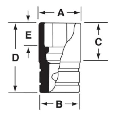 GTW181A - Nasadka czerniona 1/2" 6-kątna, krótka, calowa, 9/16"
