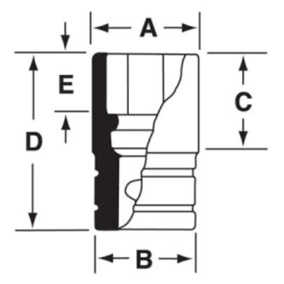 GTW201 - Nasadka czerniona 1/2" 6-kątna, krótka, calowa, 5/8"