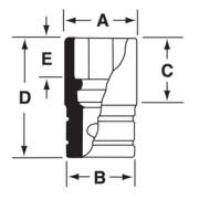 GTW221 - Nasadka czerniona 1/2" 6-kątna, krótka, calowa, 11/16"
