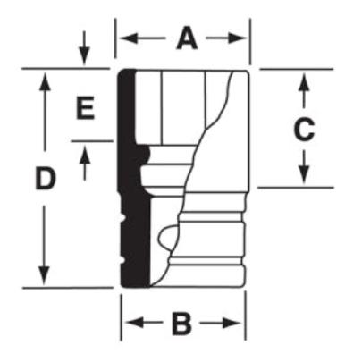 GTW221 - Nasadka czerniona 1/2" 6-kątna, krótka, calowa, 11/16"