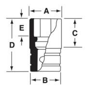 GTW241 - Nasadka czerniona 1/2" 6-kątna, krótka, calowa, 3/4"