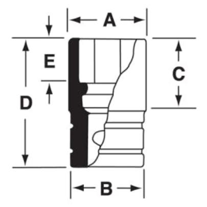 GTW281 - Nasadka czerniona 1/2" 6-kątna, krótka, calowa, 7/8"