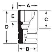 GTW301 - Nasadka czerniona 1/2" 6-kątna, krótka, calowa, 15/16"
