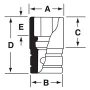 GTW361 - Nasadka czerniona 1/2" 6-kątna, krótka, calowa, 1'1/8"