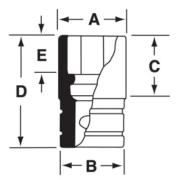 GTW401 - Nasadka czerniona 1/2" 6-kątna, krótka, calowa, 1'1/4"
