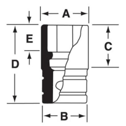 GTW401 - Nasadka czerniona 1/2" 6-kątna, krótka, calowa, 1'1/4"