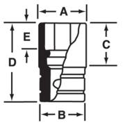 IM120A - Nasadka udarowa 1/2" 6-kątna, krótka, calowa, 3/8"