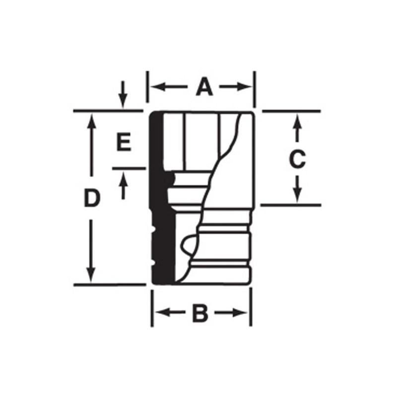 IM180A - Nasadka udarowa 1/2" 6-kątna, krótka, calowa, 9/16"