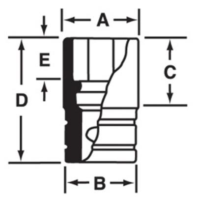 IM300 - Nasadka udarowa 1/2" 6-kątna, krótka, calowa, 15/16"
