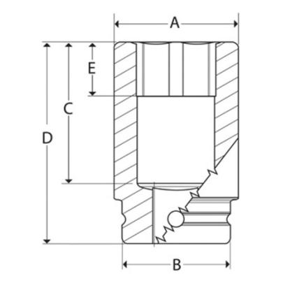IM440 - Nasadka udarowa 1/2" 6-kątna, krótka, calowa, 1'3/8"
