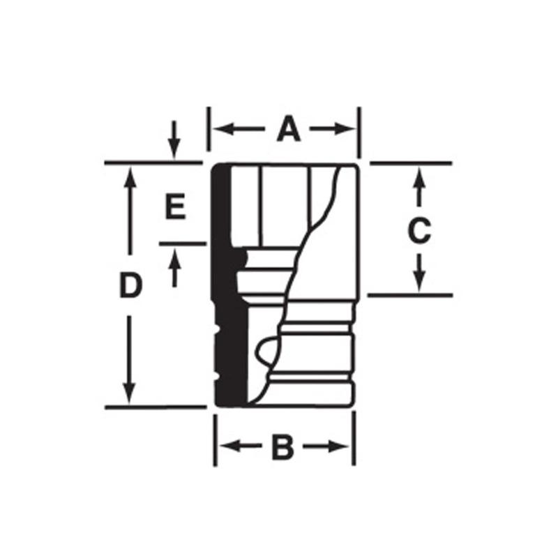 IM460 - Nasadka udarowa 1/2" 6-kątna, krótka, calowa, 1'7/16"