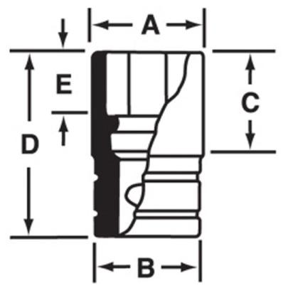 IM480 - Nasadka udarowa 1/2" 6-kątna, krótka, calowa, 1'1/2"