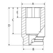 IMD120A - Nasadka udarowa 1/2" 12-kątna, krótka, calowa, 3/8"