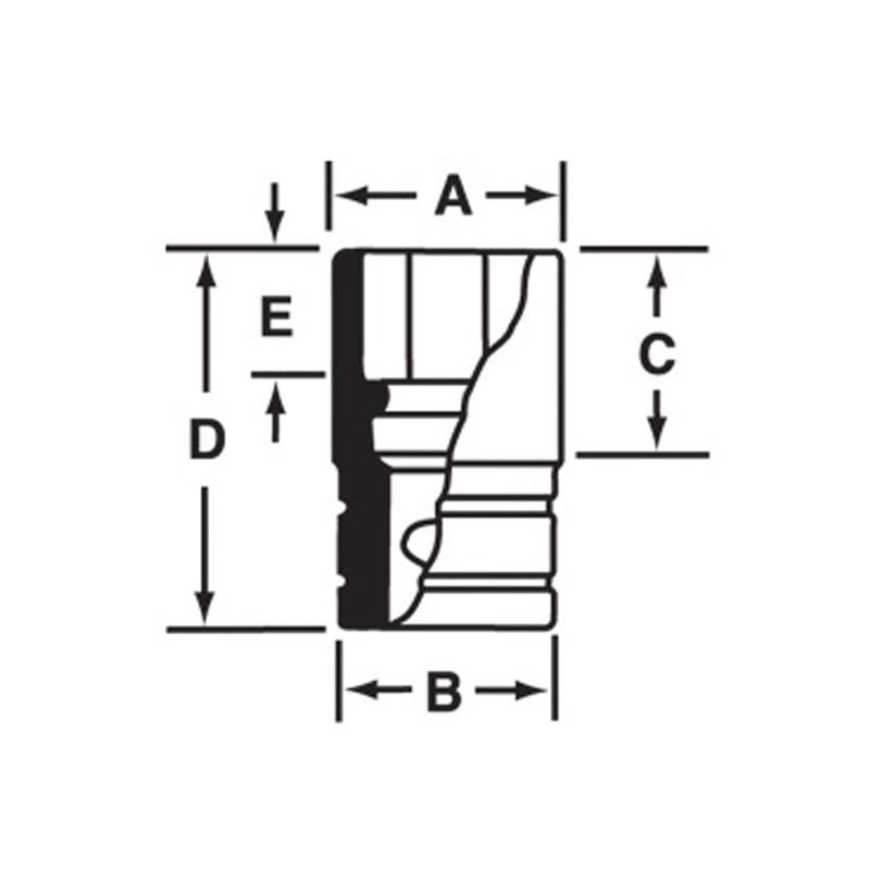 IMD140A - Nasadka udarowa 1/2" 12-kątna, krótka, calowa, 7/16"
