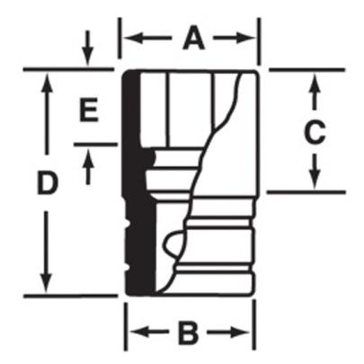 IMD160A - Nasadka udarowa 1/2" 12-kątna, krótka, calowa, 1/2"
