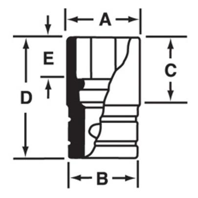 IMD200 - Nasadka udarowa 1/2" 12-kątna, krótka, calowa, 5/8"