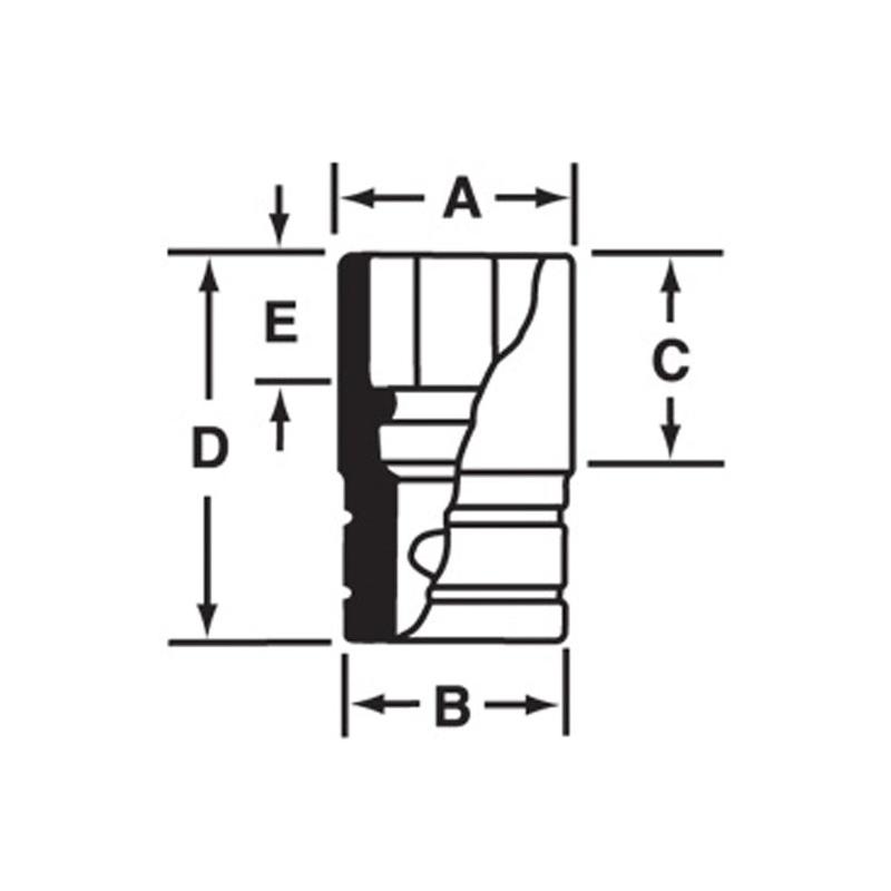 IMD240 - Nasadka udarowa 1/2" 12-kątna, krótka, calowa, 3/4"
