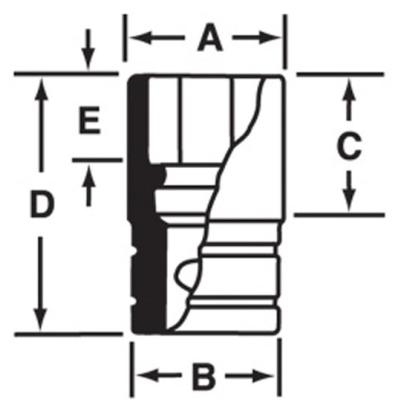 IMD400 - Nasadka udarowa 1/2" 12-kątna, krótka, calowa, 1'1/4"